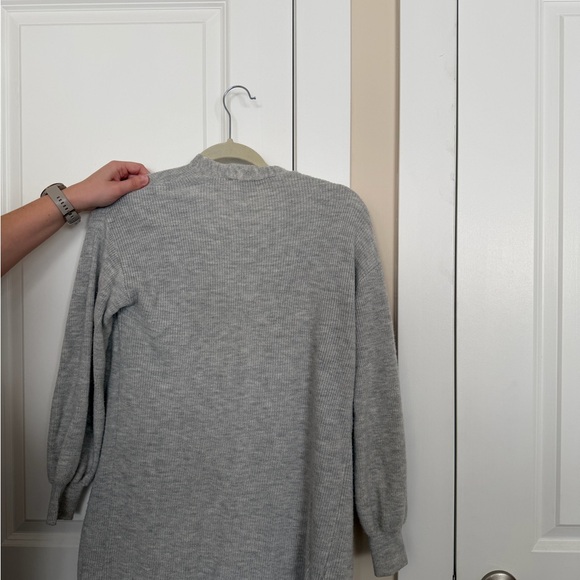 LOFT Light Gray Open-Front Ribbed Cardigan - Picture 3 of 3